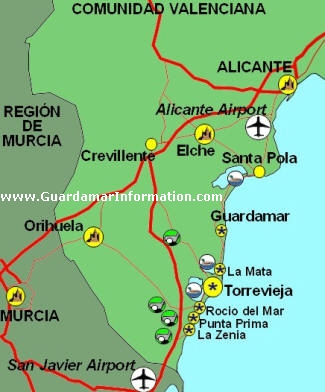 Map for the Costa Blanca